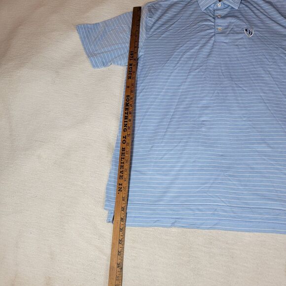 Peter Millar Polo Shirt Mens Blue Size XL Preppy Button Down Golf Striped Sports - Picture 3 of 15